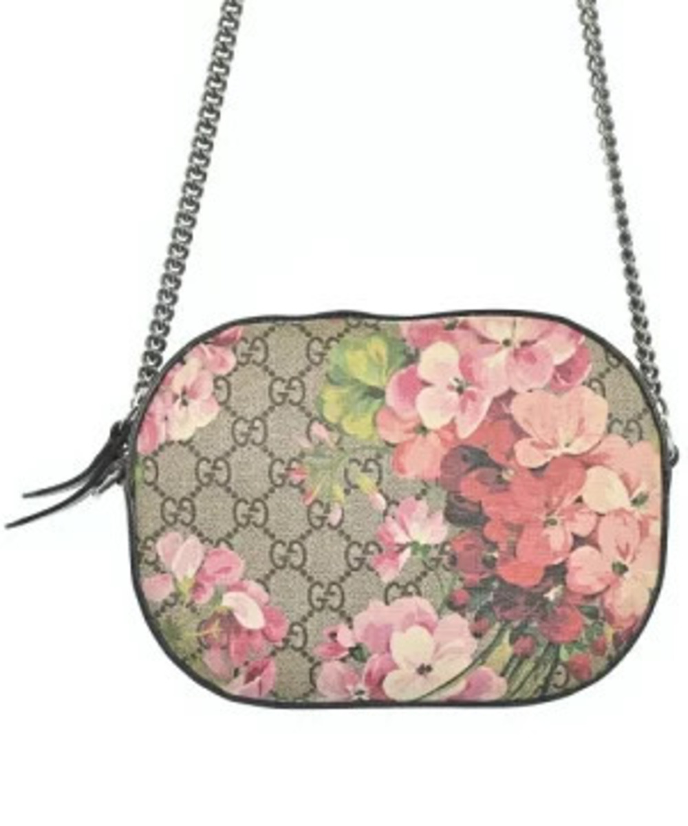 Gucci Blooms GG Supreme Chain Crossbody Bag beige GG monogram pink